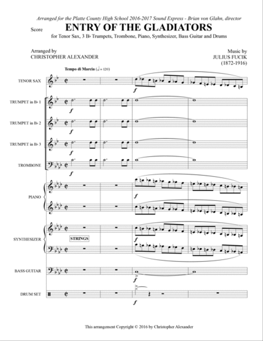 Entry of the Gladiators Tenor Saxophone scores gallery preview page 4
