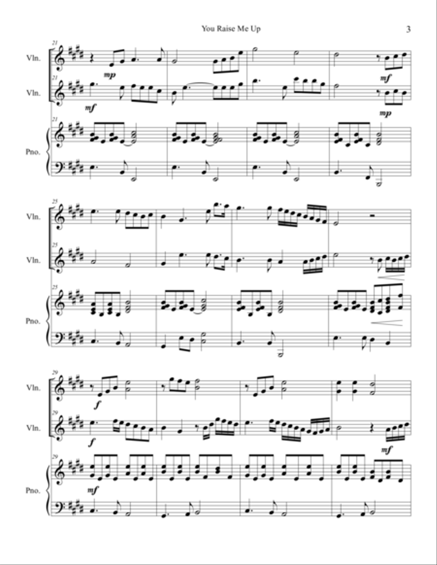 You Raise Me Up String Duet scores gallery preview page 4