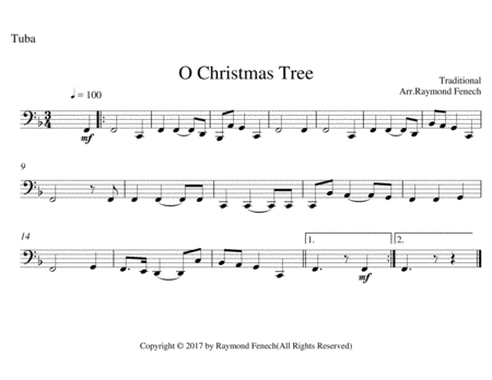 O Christmas Tree - Christmas Sing along (For Brass Quintet - 2 Trumpets, Horn, Euphonium and Tuba) image number null