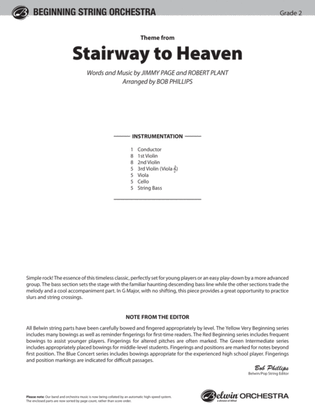 Book cover for Stairway to Heaven, Theme from: Score