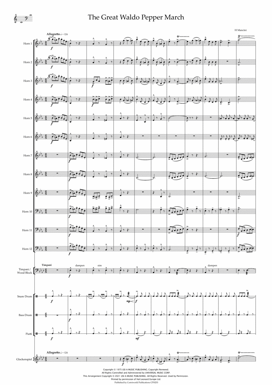 March From The Great Waldo Pepper Horn scores gallery preview page 1