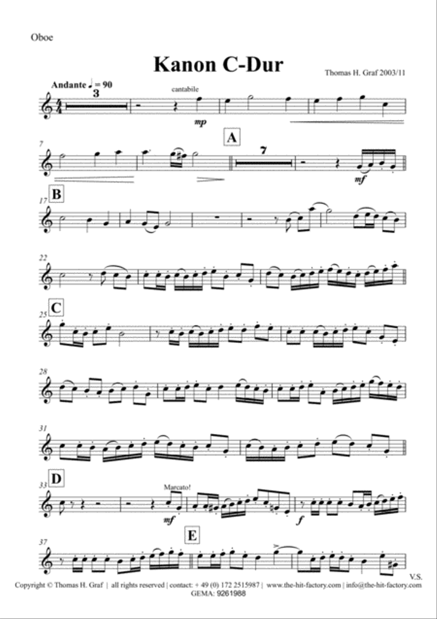 Kanon C-Major Wind Quintet Woodwind Quintet scores gallery preview page 6