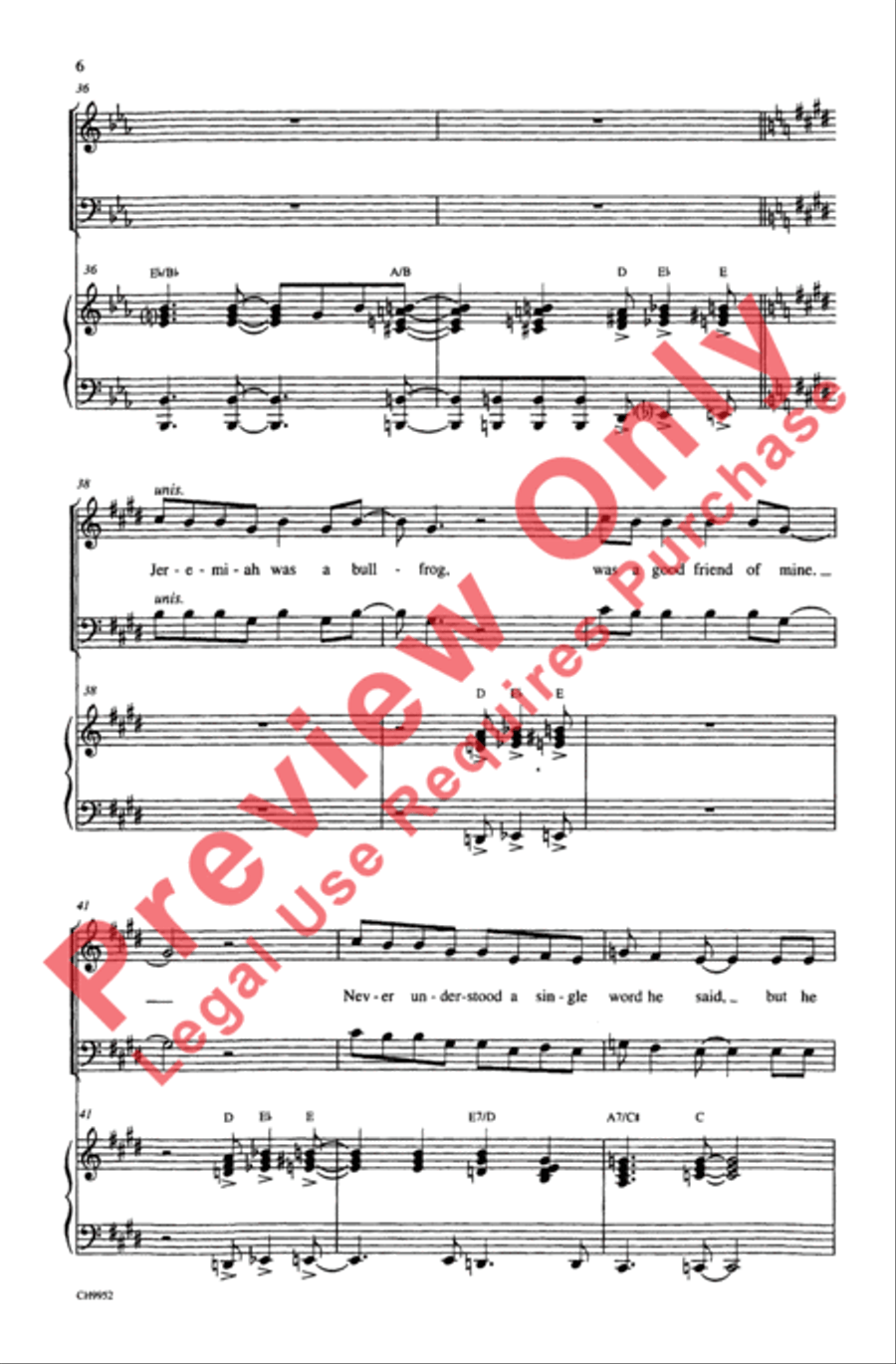Joy to the World (Jeremiah Was a Bullfrog) 4-Part scores gallery preview page 6