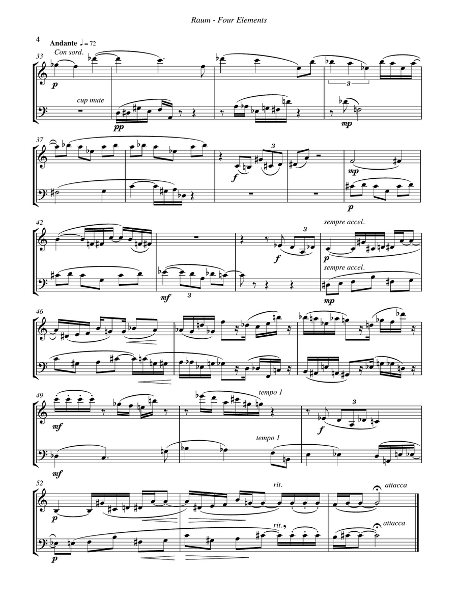 Four Elements for Violin and Trombone Trombone scores gallery preview page 4