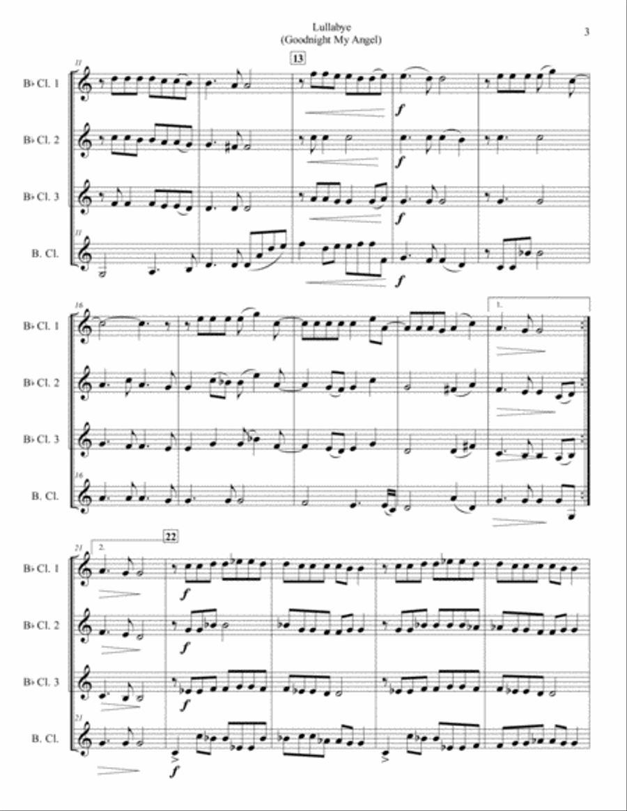 Lullabye (Goodnight, My Angel) Woodwind Quartet scores gallery preview page 3