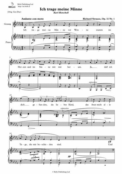 Ich trage meine Minne, Op. 32 No. 1 (D-flat Major)