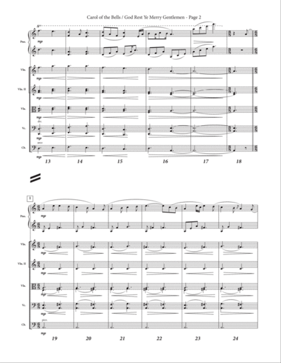 Carol of the Bells / God Rest Ye Merry Gentlemen - Piano & String Orchestra String Orchestra scores gallery preview page 4
