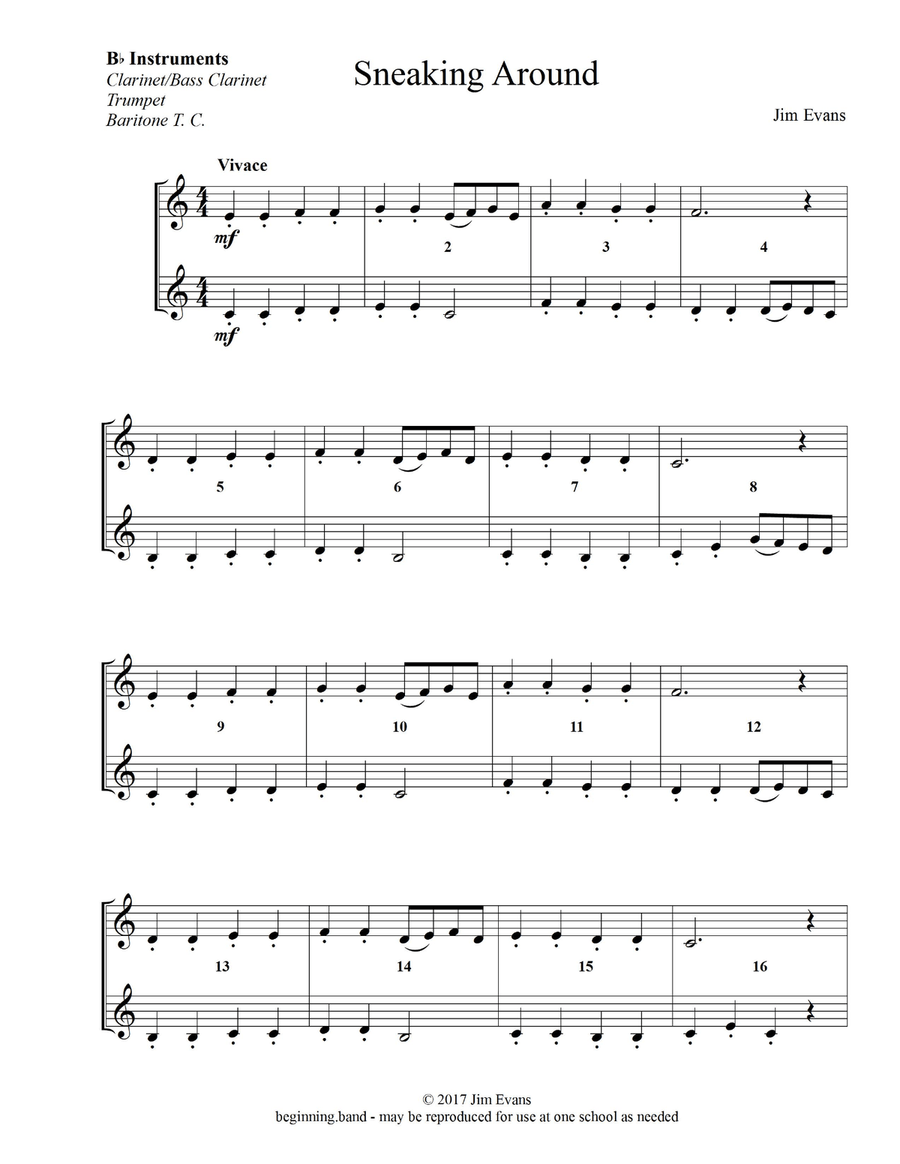 Elementary Duets, Volume 1, for Clarinet, Bass Clarinet, Trumpet, and Baritone T. C. Clarinet Duet scores gallery preview page 2
