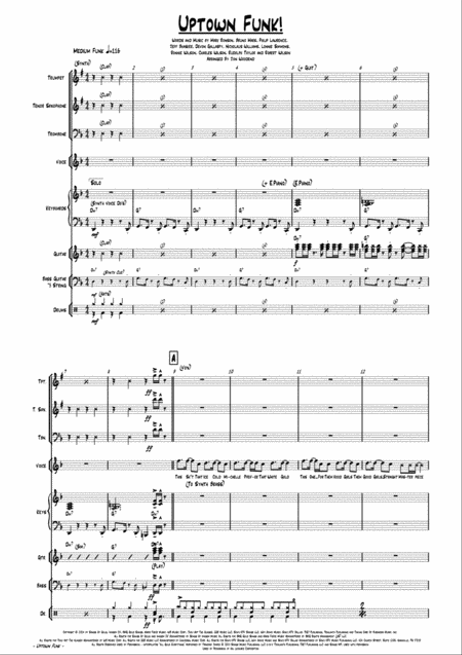 Uptown Funk Jazz Ensemble scores gallery preview page 5