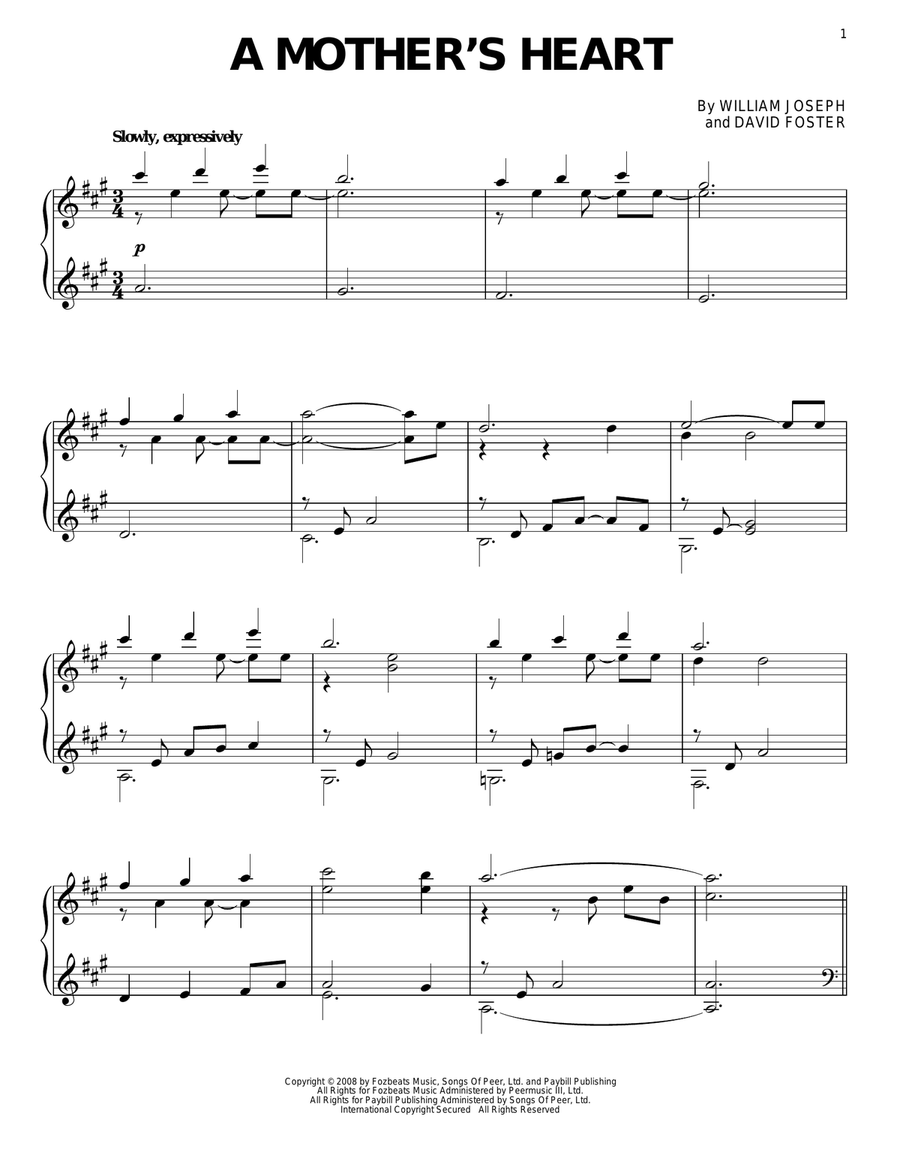 A Mother's Heart Piano Solo scores gallery preview page 1