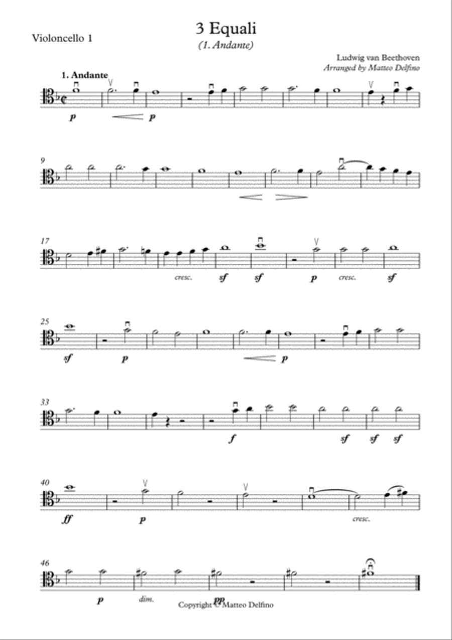 3 Equali (Cello Quartet) Chamber Orchestra scores gallery preview page 4