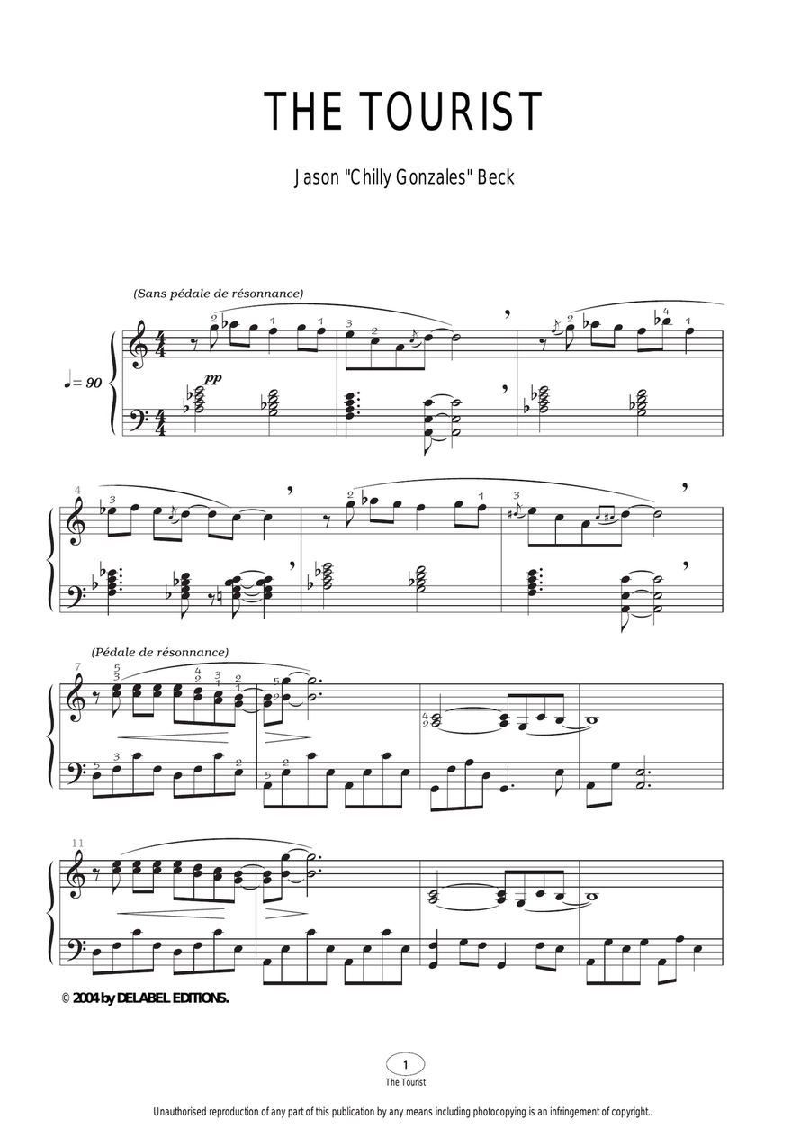 The Tourist Piano Solo scores gallery preview page 1
