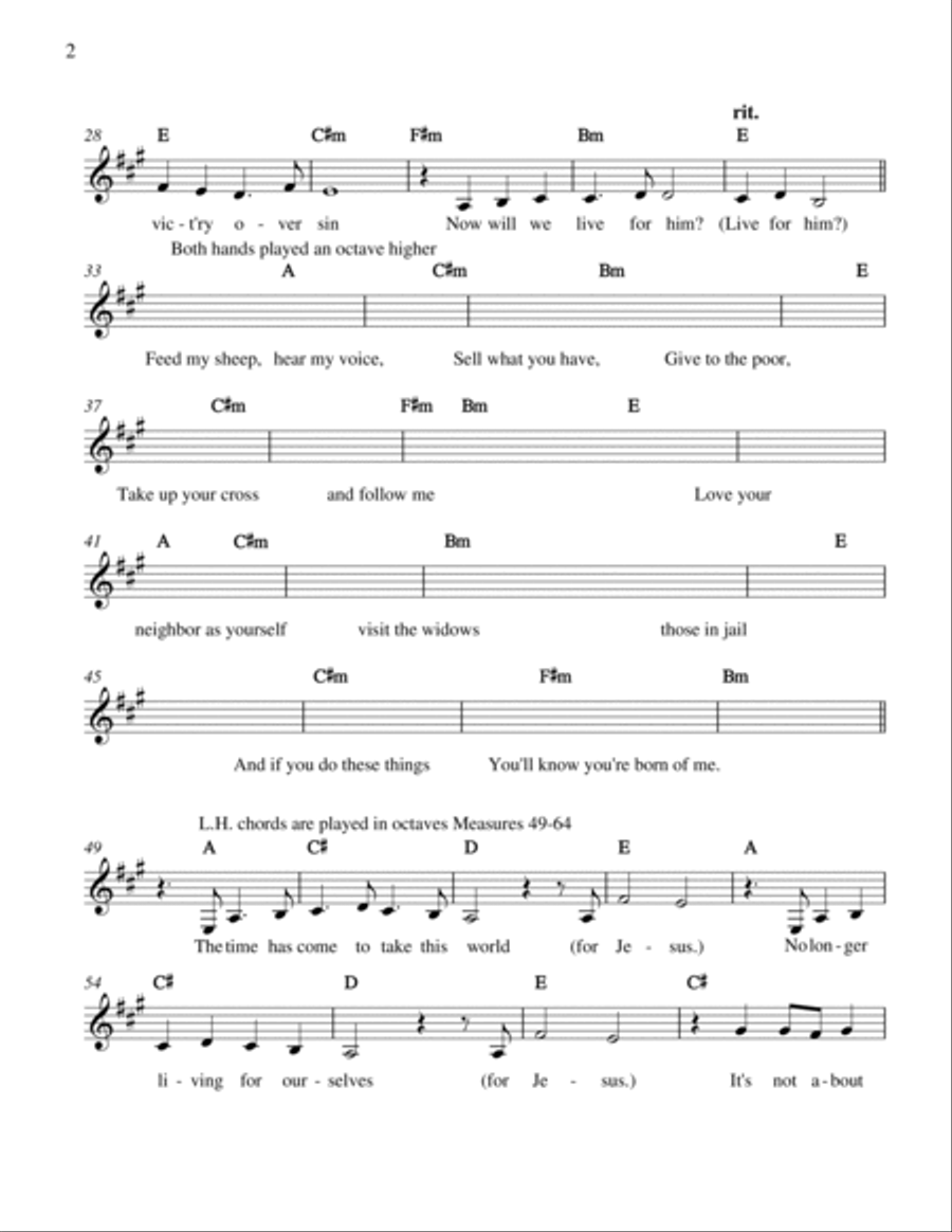 For Jesus Piano, Vocal, Guitar scores gallery preview page 2
