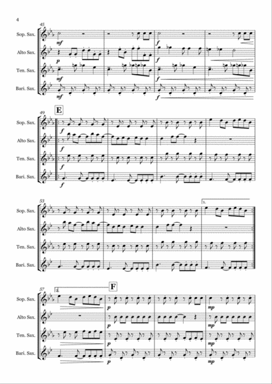 Poker Face Saxophone Quartet scores gallery preview page 4