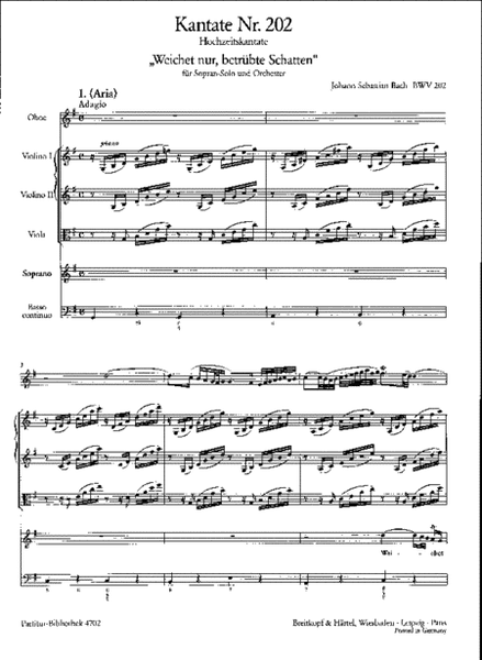 Cantata BWV 202 "Weichet nur, betruebte Schatten"