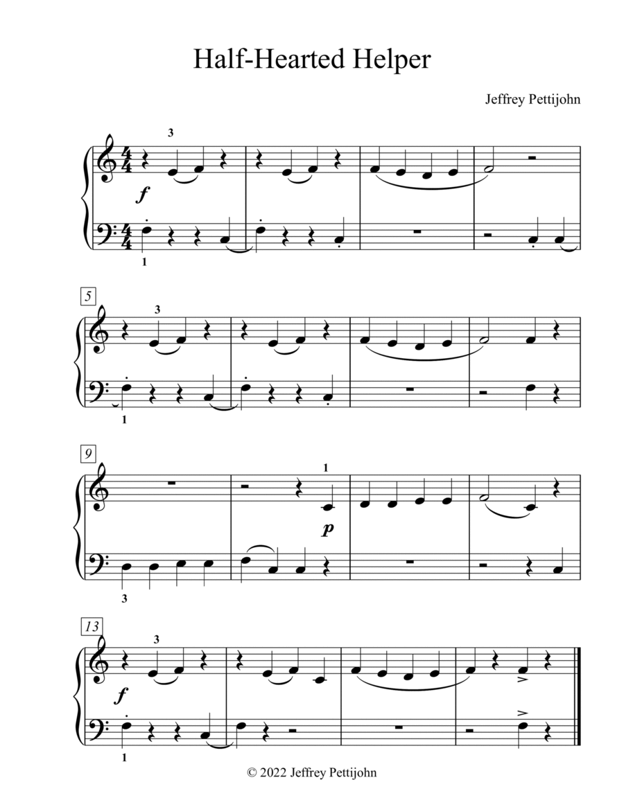 Half-Hearted Helper Easy Piano scores gallery preview page 1