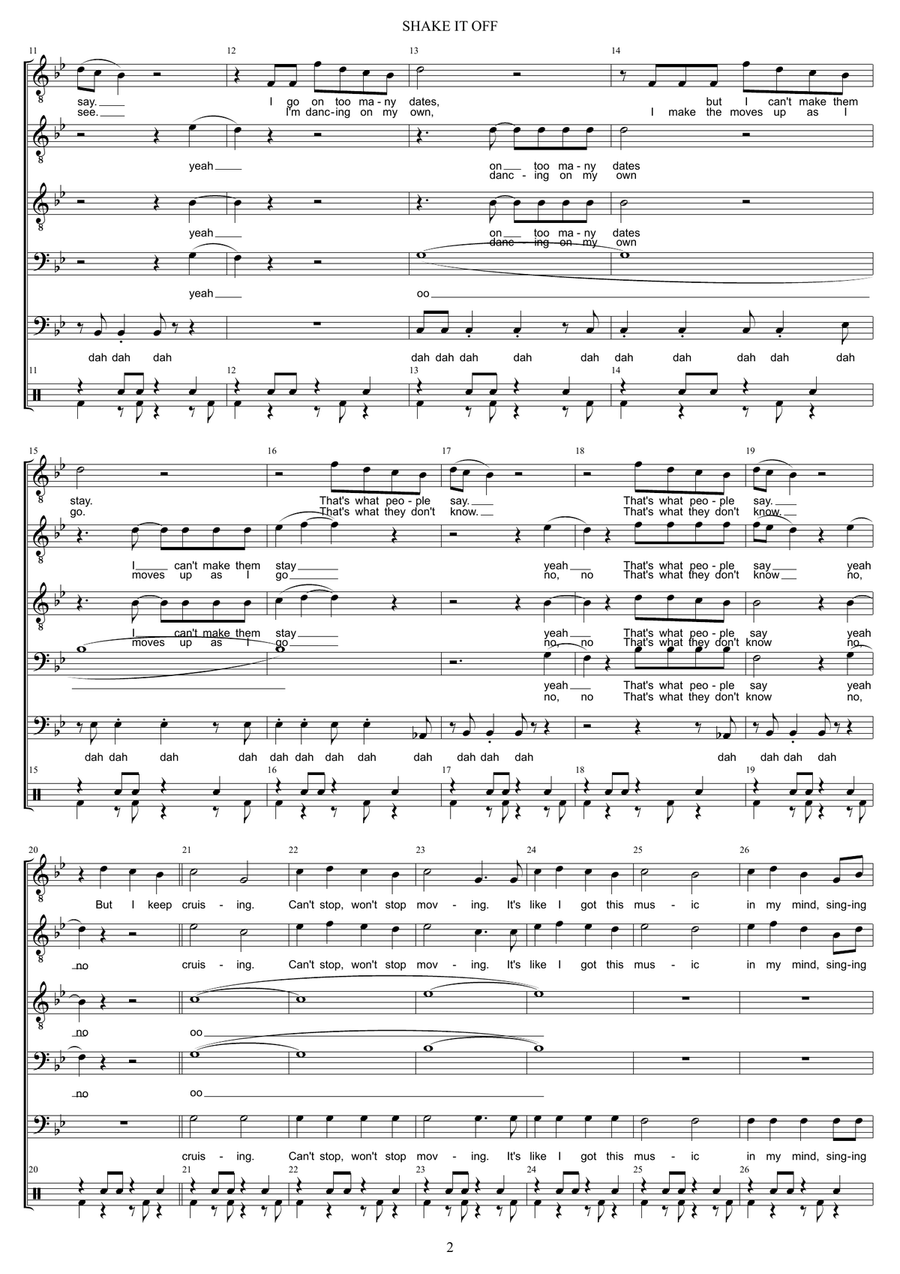 Shake It Off TTBB scores gallery preview page 2