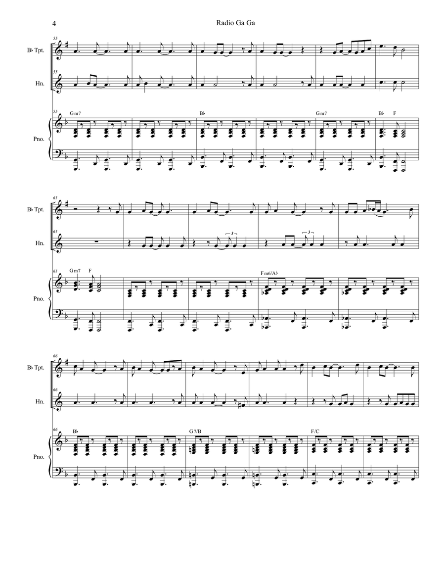 Radio Ga Ga Brass Duet scores gallery preview page 4