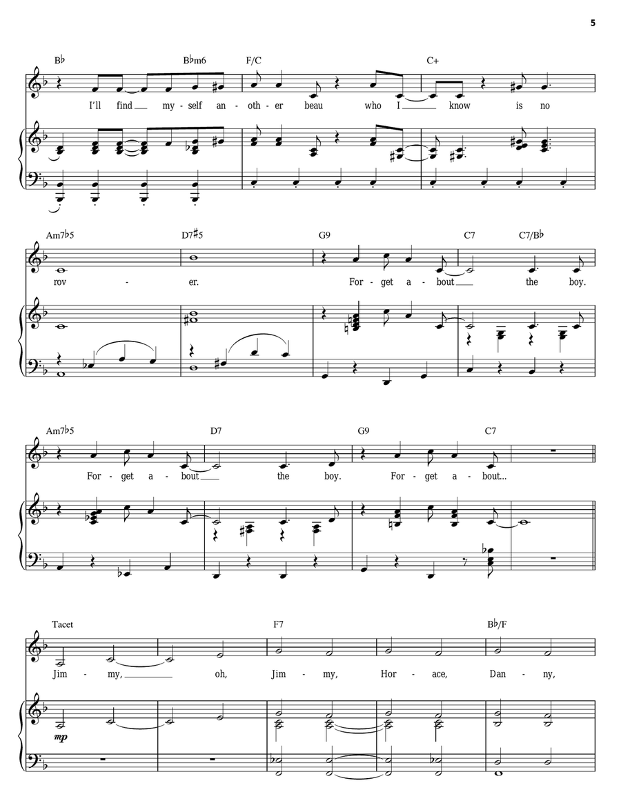 Forget About The Boy Forget About The Boy Piano, Vocal, Guitar scores gallery preview page 5