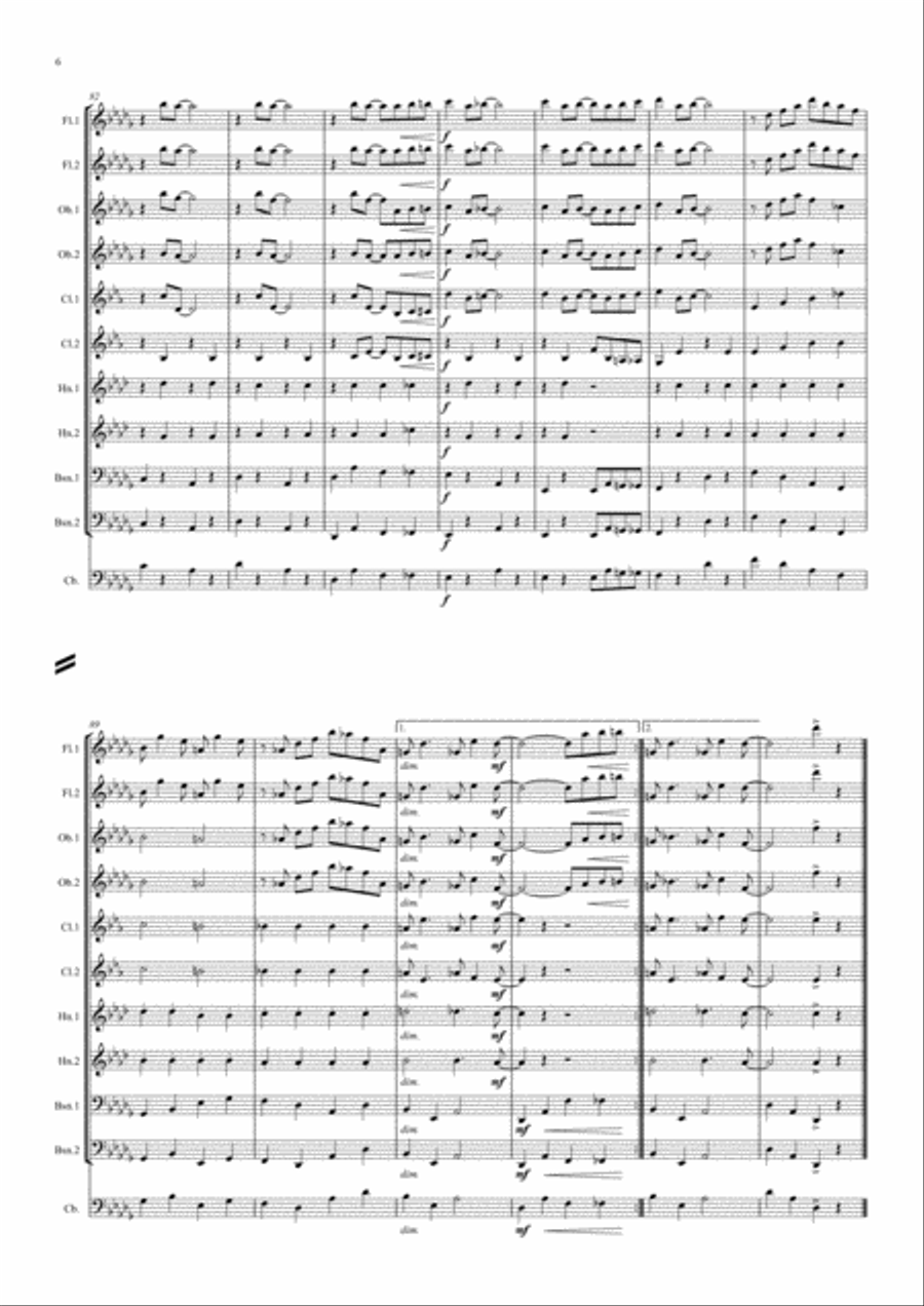 Scott Joplin: The Easy Winners (Rag) - wind dectet (and bass) Woodwind Quintet scores gallery preview page 6