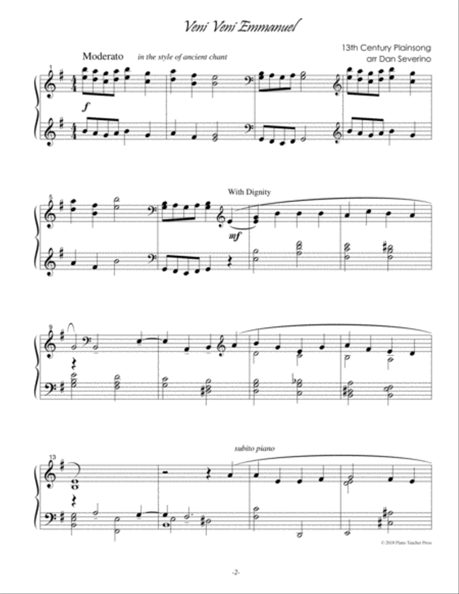 O Come O Come Emmanuel O Come O Come Emmanuel Piano Solo scores gallery preview page 2
