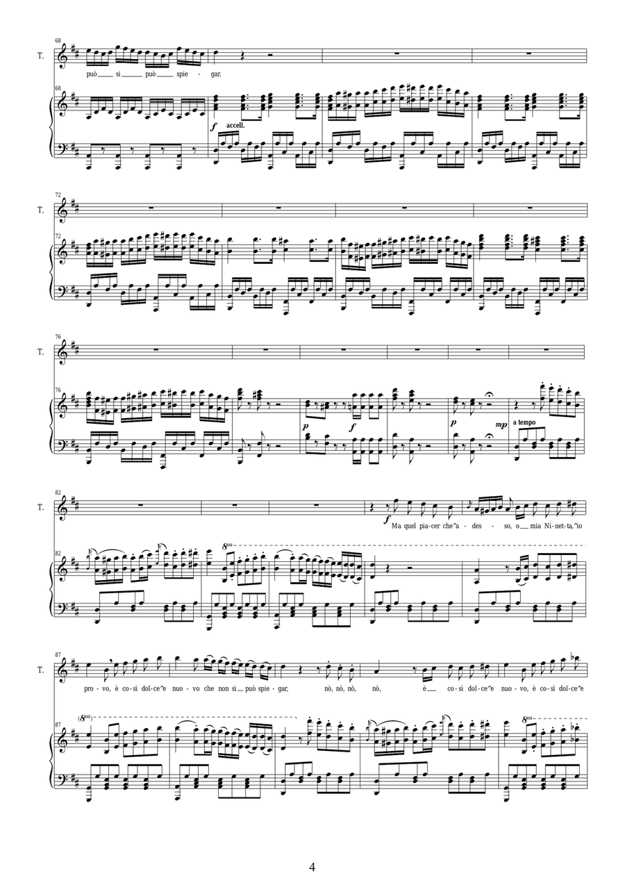 Rossini-La gazza ladra (Act 1s5) Vieni fra queste braccia - tenor and piano Tenor Voice scores gallery preview page 4