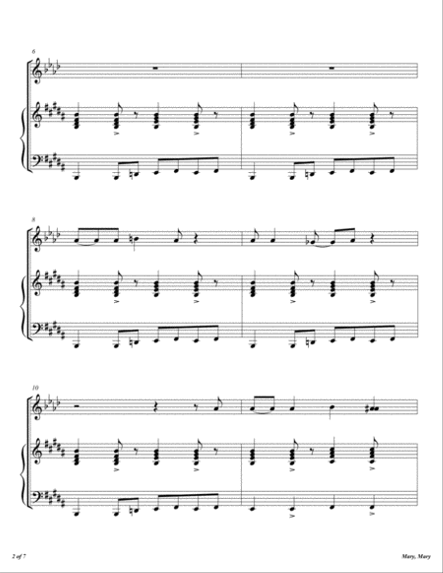 Mary, Mary Mary, Mary Piano scores gallery preview page 3