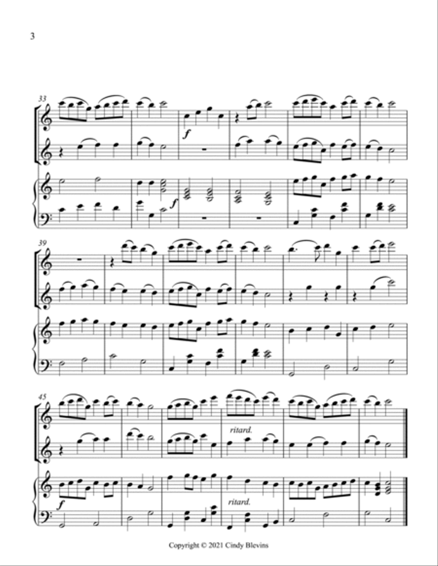Christ the Lord Is Risen Today, Two Flutes and Harp Flute Duet scores gallery preview page 4