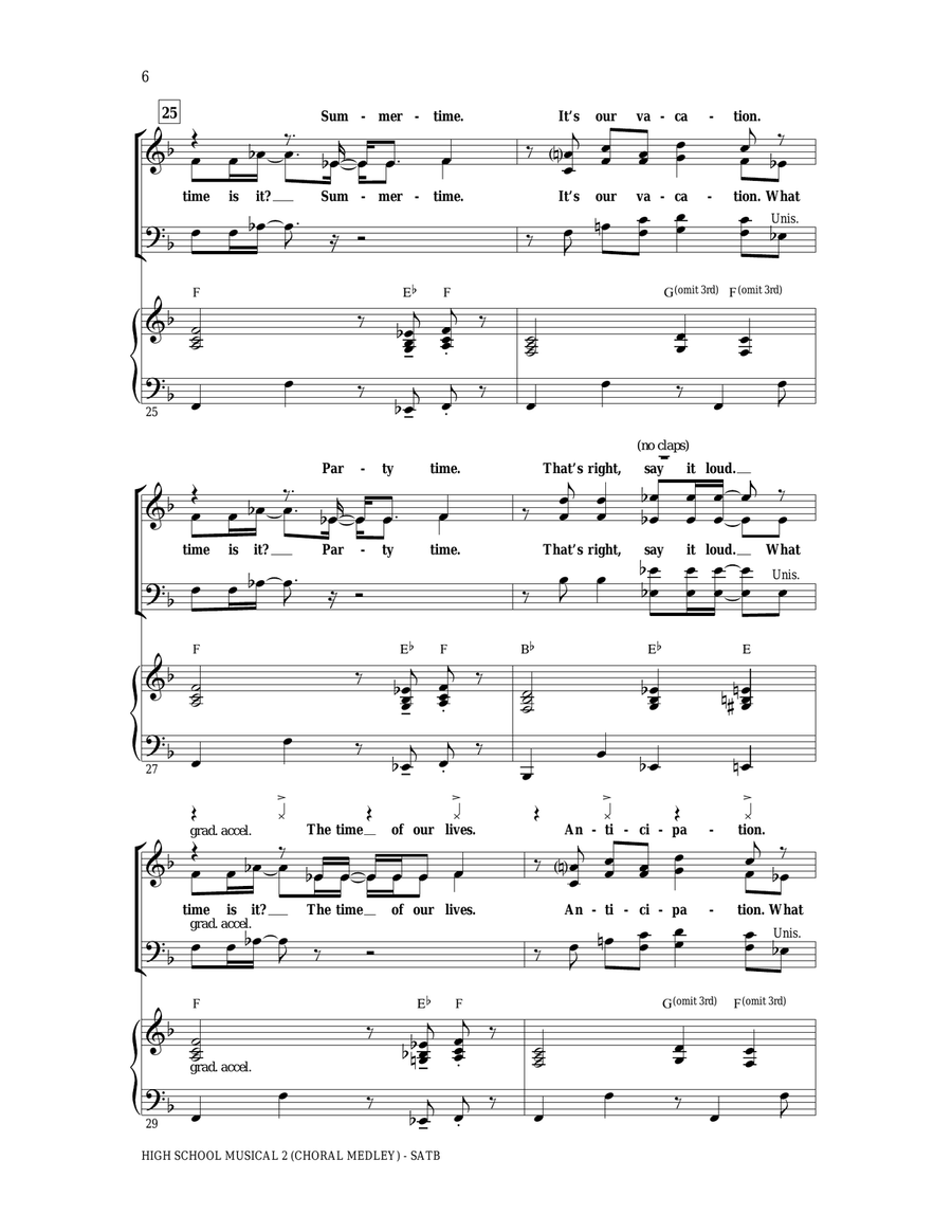 High School Musical 2 (Choral Medley) 4-Part scores gallery preview page 5