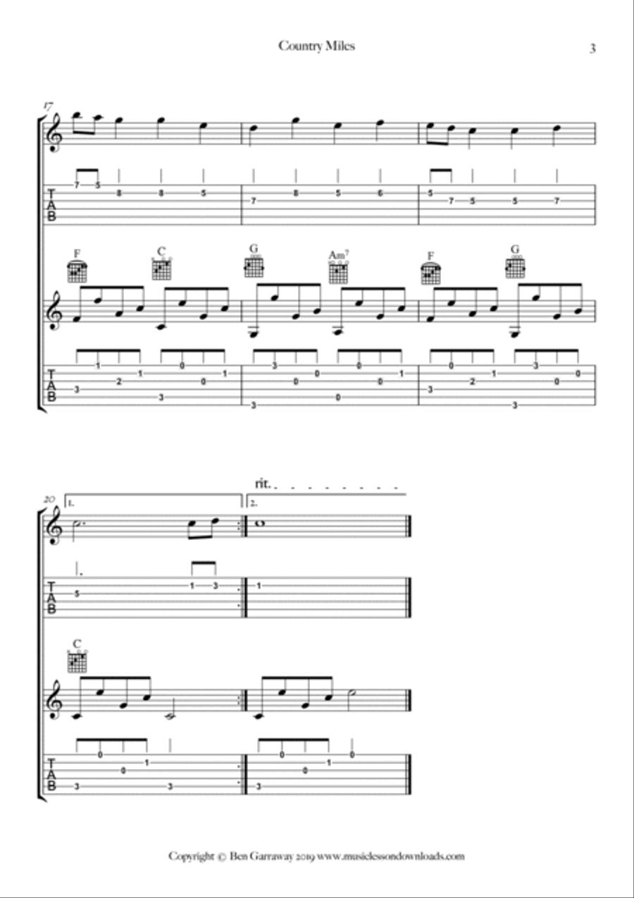 Country Miles - Folk Guitar Duet/Trio Acoustic Guitar scores gallery preview page 3