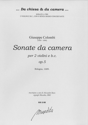 Book cover for Sonate da camera op.5 (Bologna, 1689)