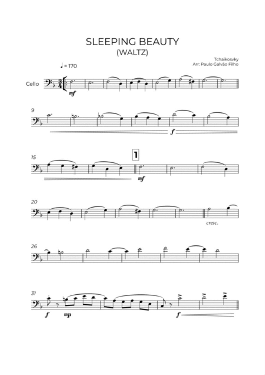 SLEEPING BEATY WALTZ - TCHAIKOVSKY – BASSOON SOLO Bassoon Solo scores gallery preview page 2