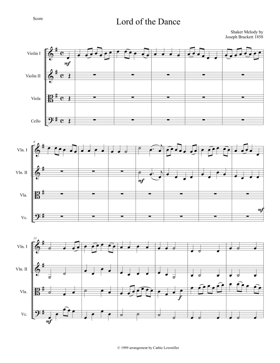 Lord of the Dance String Quartet scores gallery preview page 1