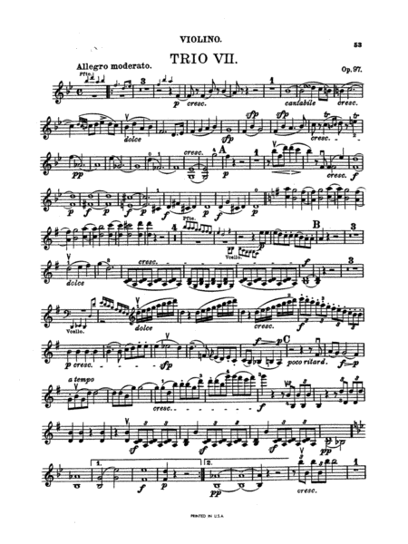 Beethoven: Trio No. 7, in B flat Major, Op. 97 (for piano, violin, and cello)