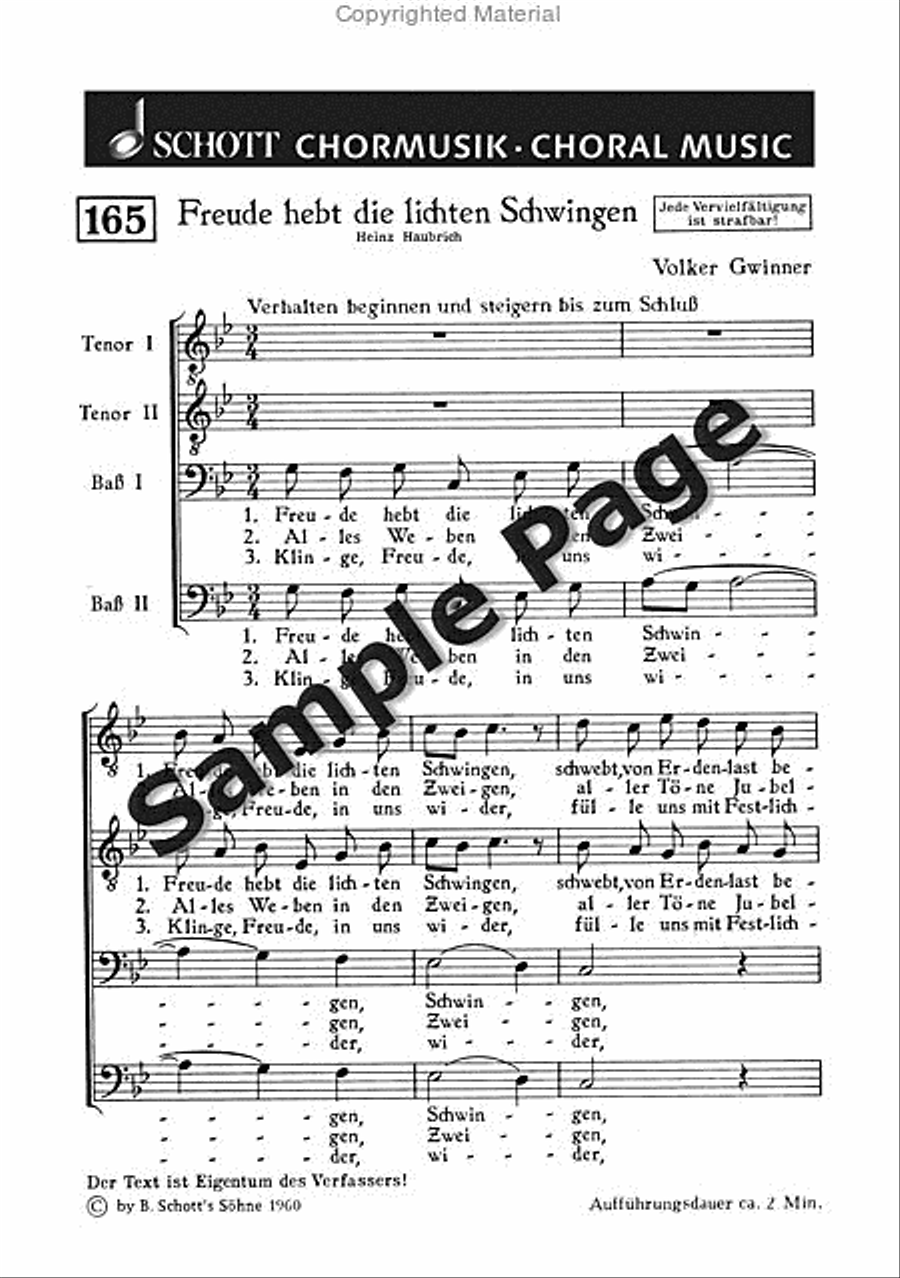 Gwinner V Freude Hebt D L Schwingen Men's Choir scores gallery preview page 2