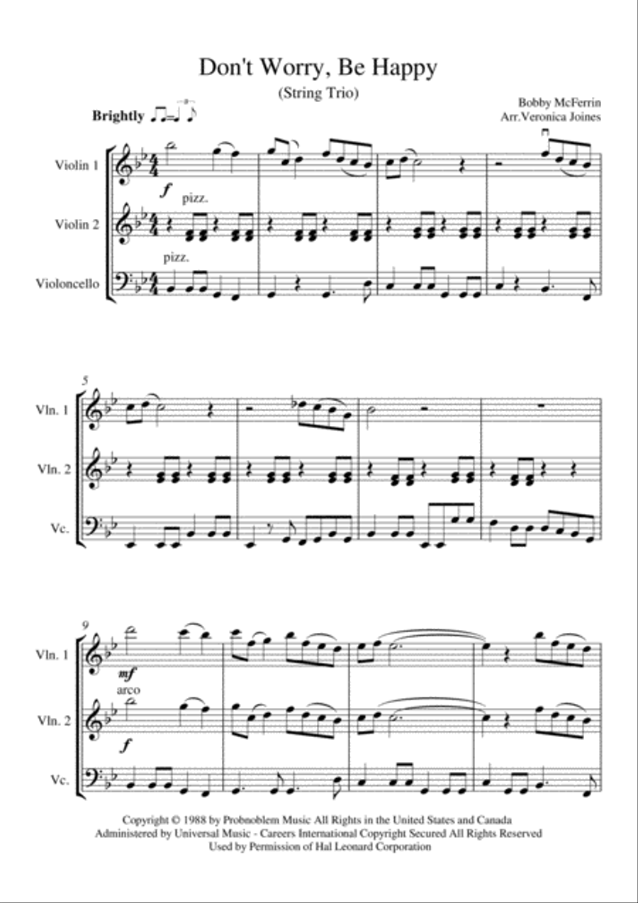 Don't Worry, Be Happy Don't Worry, Be Happy String Trio scores gallery preview page 2