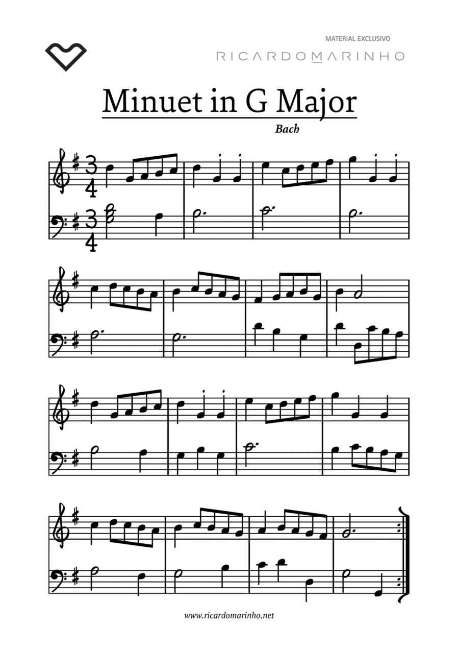 Minueto em Sol Maior Piano Solo scores gallery preview page 1