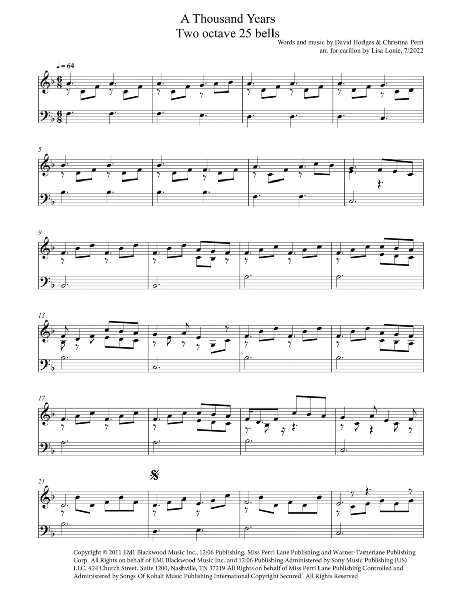 A Thousand Years Carillon scores gallery preview page 1