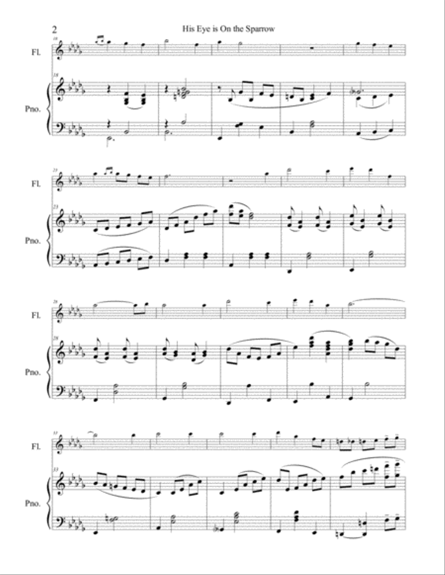 His Eye is on the Sparrow Flute Solo scores gallery preview page 3