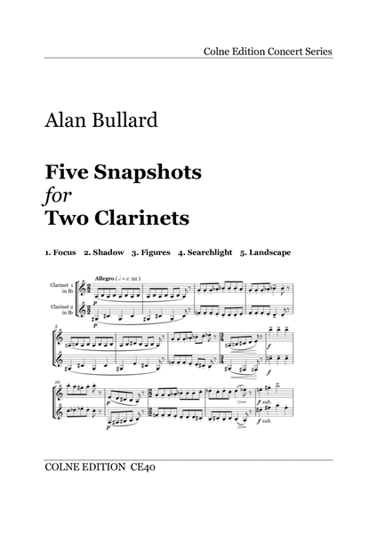 Five Snapshots for Two Clarinets image number null