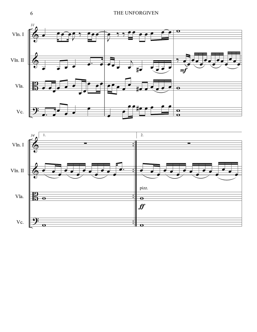 The Unforgiven String Quartet scores gallery preview page 6