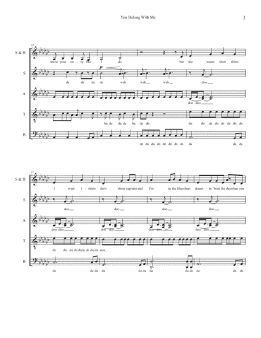 You Belong With Me 4-Part scores gallery preview page 3