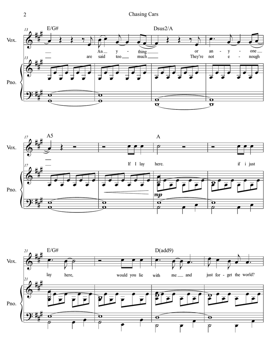 Chasing Cars Voice scores gallery preview page 3