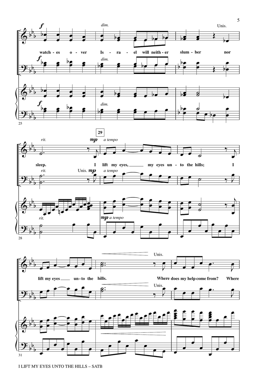 I Lift My Eyes Unto The Hills 4-Part scores gallery preview page 4
