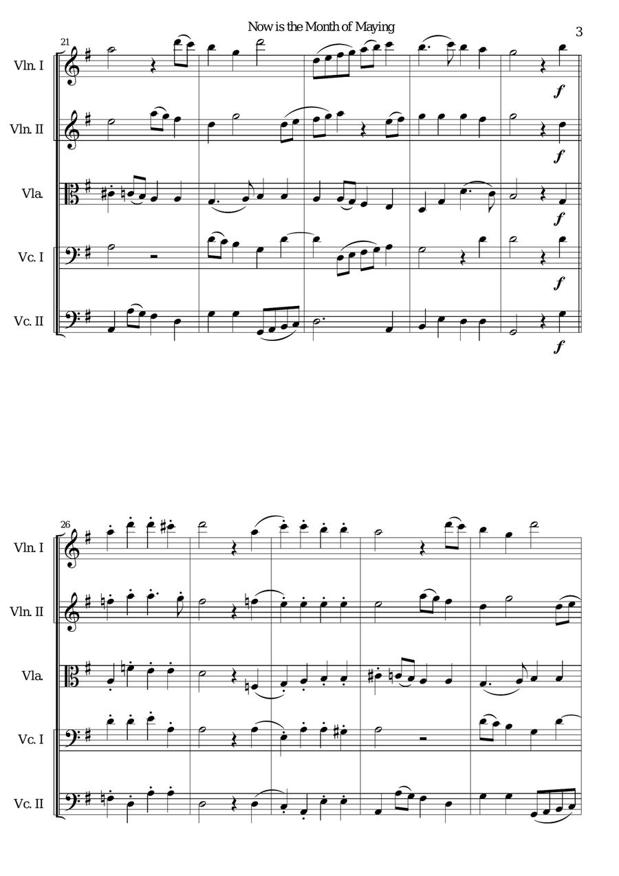 Now is the Month of Maying with variations for string quintet (2 violins, 1 viola, 2 cellos) String Trio scores gallery preview page 3