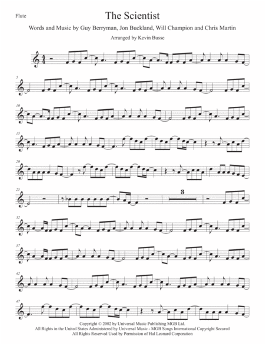 The Scientist Flute Solo scores gallery preview page 1