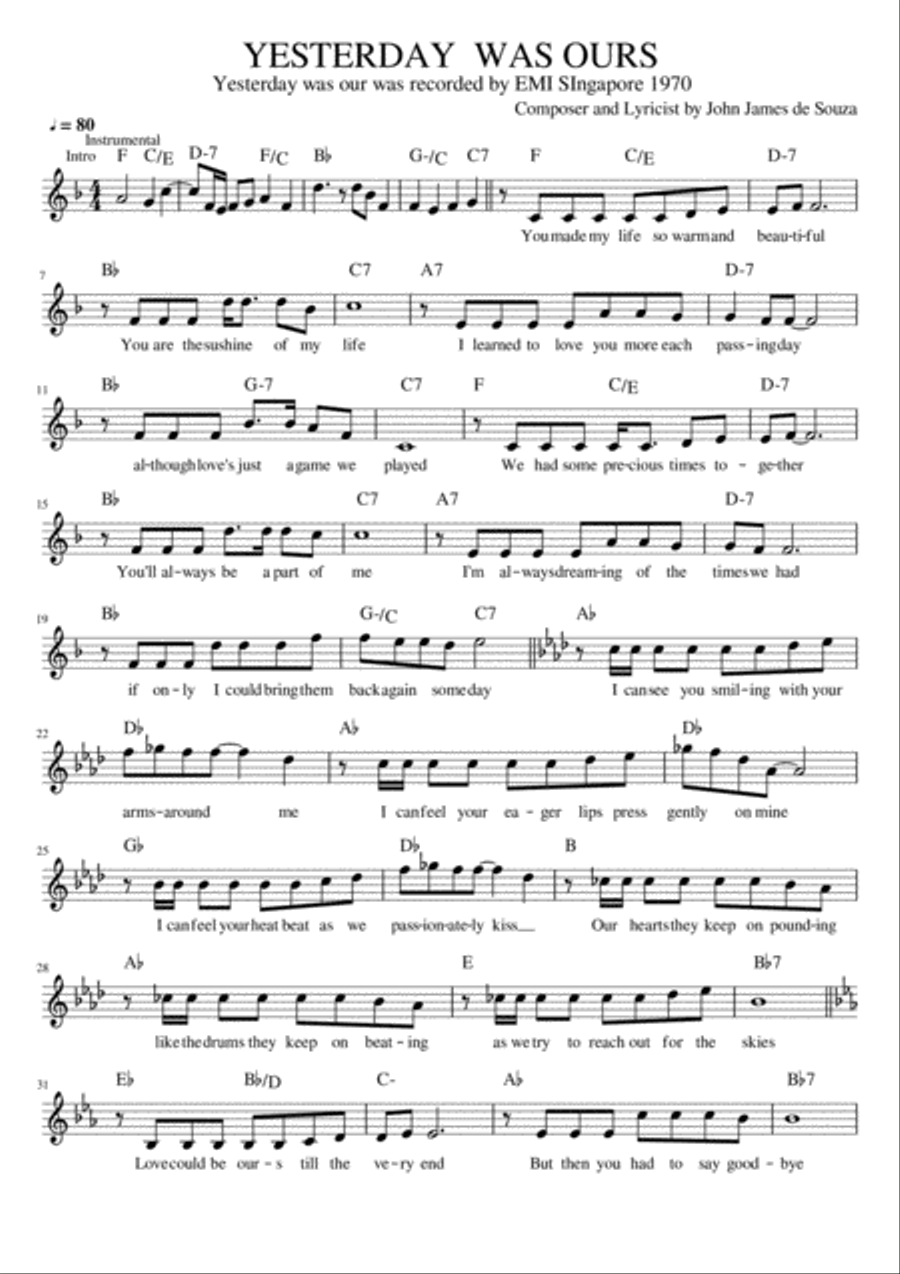 Yesterday Was Ours Yesterday Was Ours Small Ensemble scores gallery preview page 1