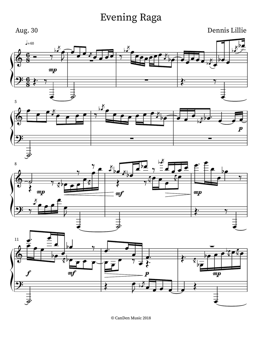 Evening Raga Evening Raga Easy Piano scores gallery preview page 1