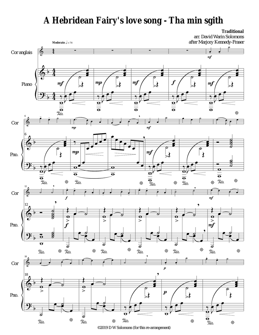 Hebridean fairy's love song (Tha Mi sgith) arranged for cor anglais and piano English Horn scores gallery preview page 1