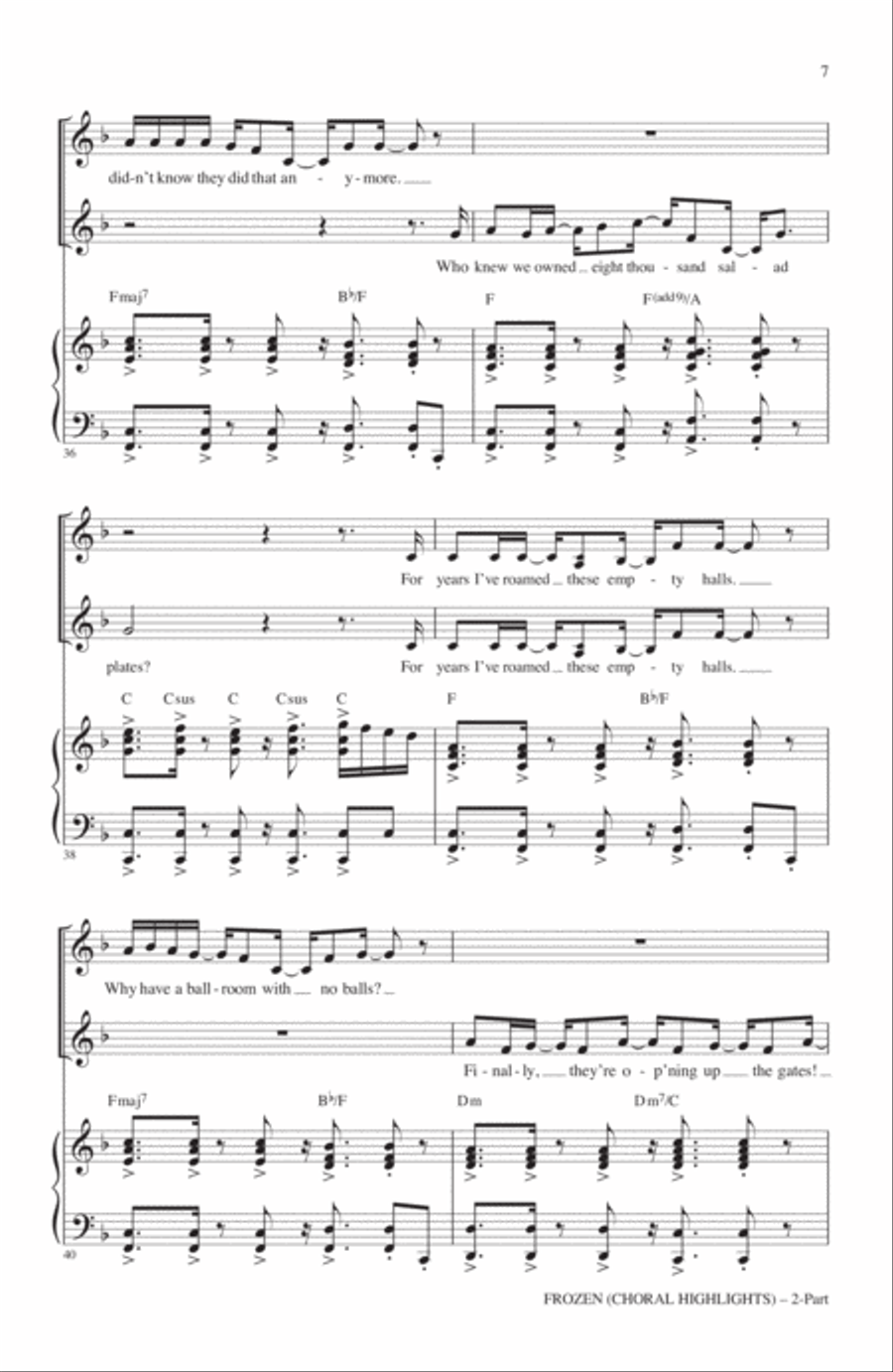 Frozen (Choral Highlights) 2-Part scores gallery preview page 6